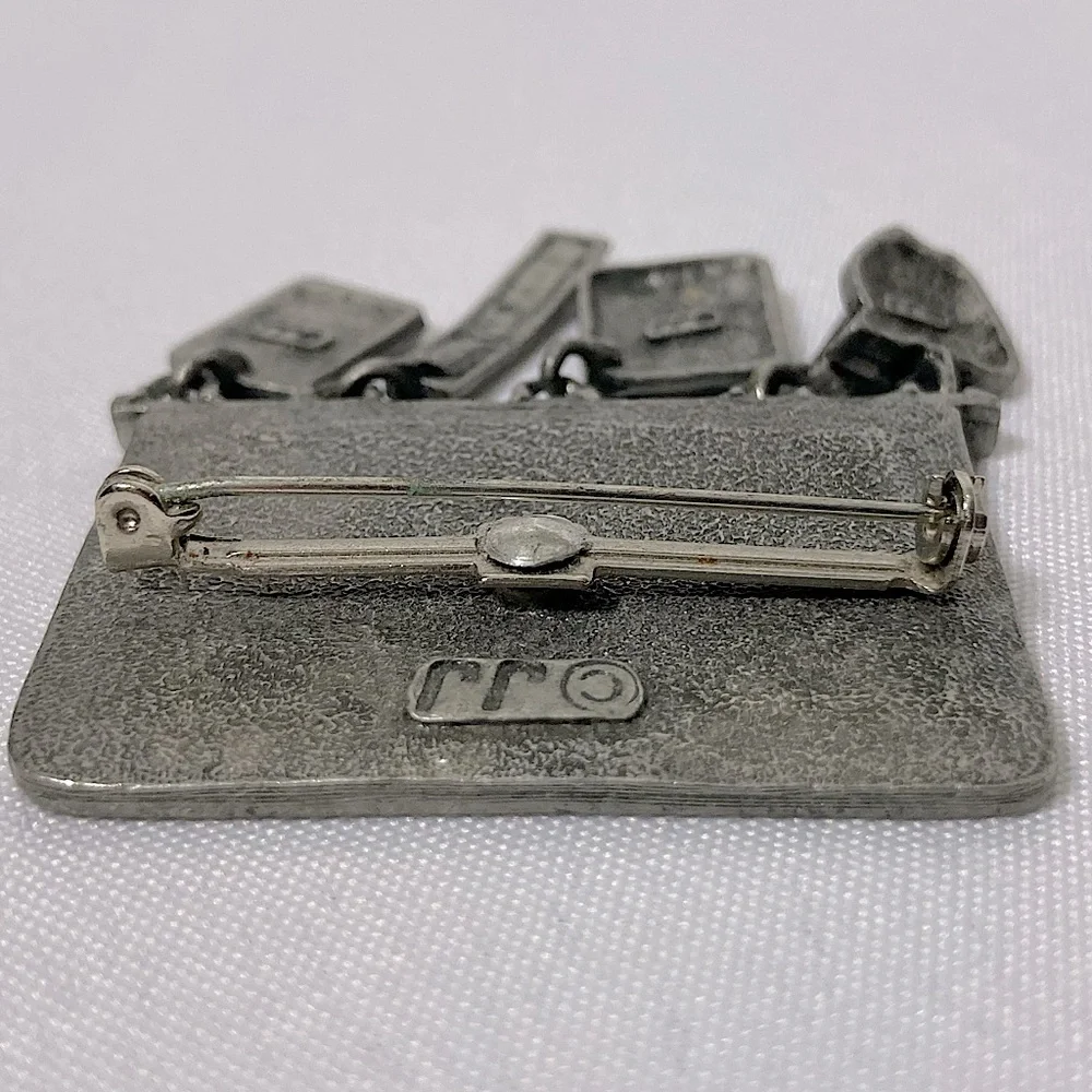 💫 Vintage JJ Jonette Jewelry Silver Chalkboard Brooch Math Teacher Inspired